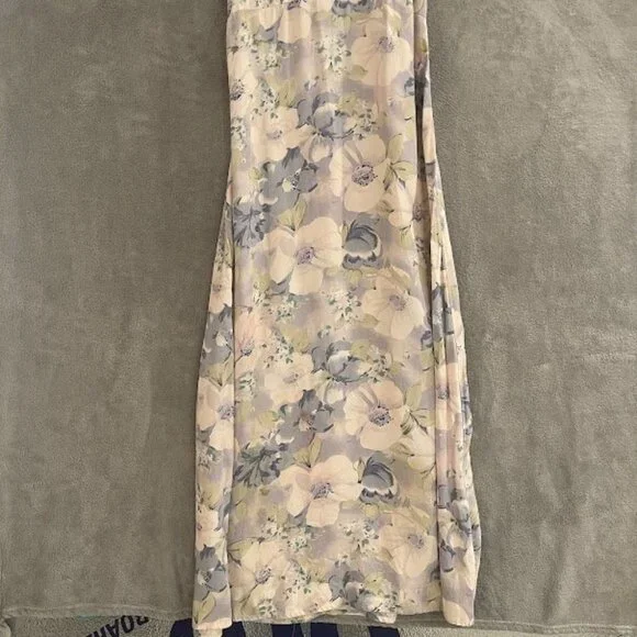 Vintage All That Jazz Dress Womens 9/10 Purple Floral Maxi Sleeveless 90s‎ USA - Picture 2 of 16